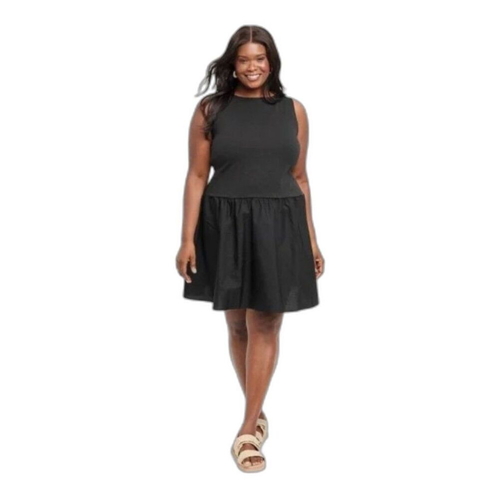 Women's Black Sleeveless Dress -A New Day-Black Size M
